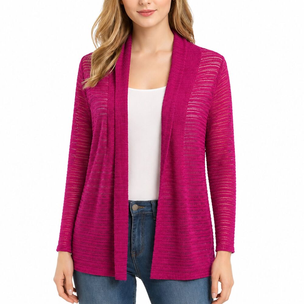 Chico’s Easywear Fuchsia Pink Lightweight Cardigan Size 2 (12) Large